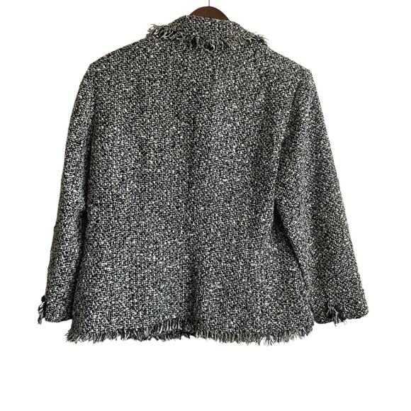 Peter Nygard‎ Women Jacket 12P Black Tweed Fringe Trim Metallic Thread Old Money - Picture 3 of 16